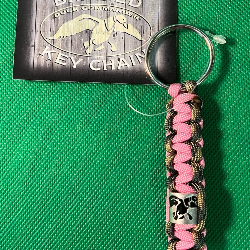 Duck Commander Pink and Brown Braided Paracord Keychain